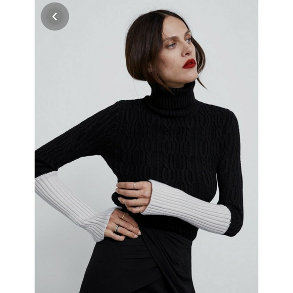 ZARA // cable knit color block turtleneck sweater - Picture 7 of 14